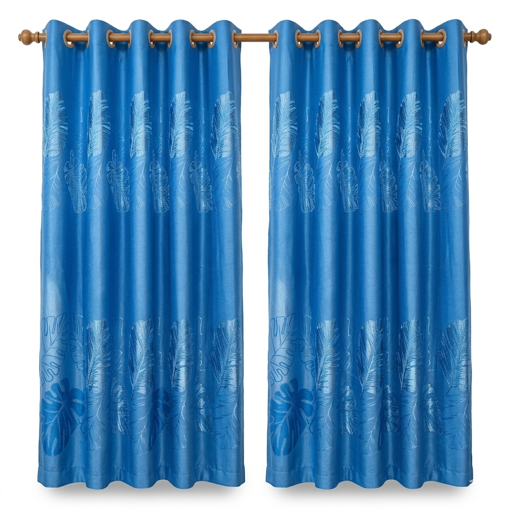 Satin Premium Blue Toned Eyelet Curtain