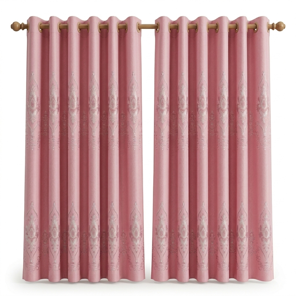 Premium Satin Pink Toned Eyelet Curtain