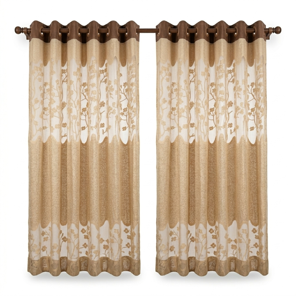 Blossom Gold Sheer Eyelet Curtain