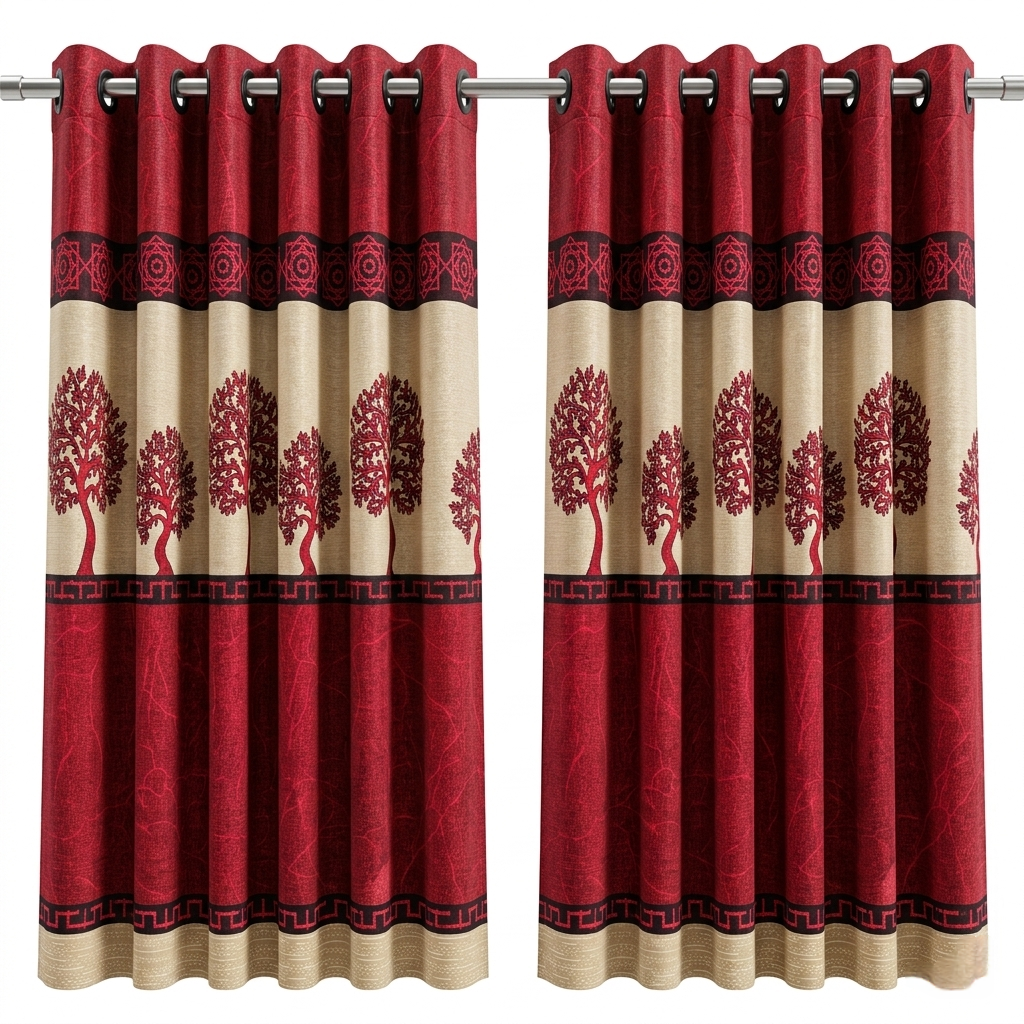 Double Tone Tree Designed Curtain