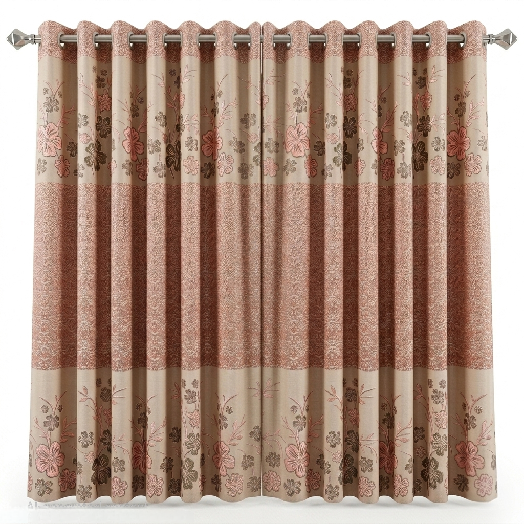 Floral Abstract Jacquard Embossed Curtain